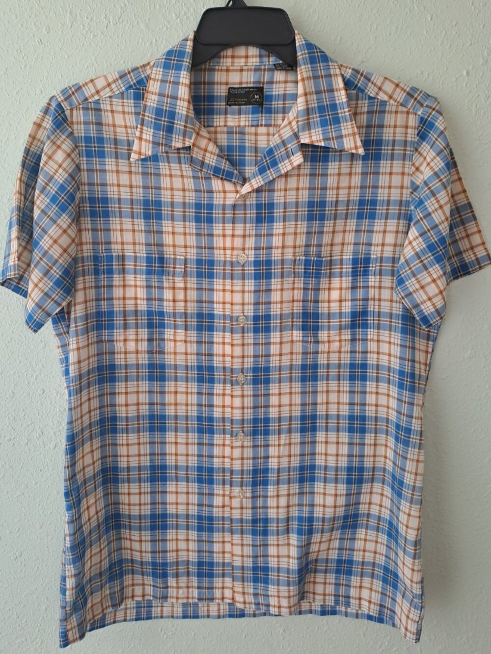 Vintage 90's JC Penney plaid short sleeve shirt Medium 15-15½